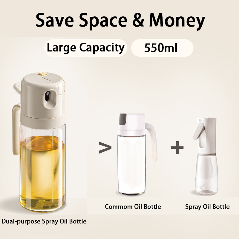 GONQIN 550ML Dual-use Oil Bottle Spray Oil Bottles Dispenser for ...