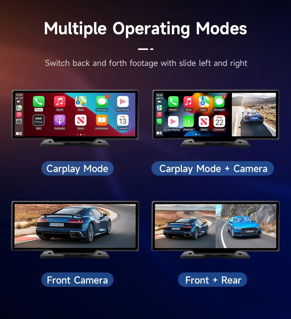 EKLEVA Auto WiFi 4K Car DVR Wireless CarPlay Android Dash Cam(10.26