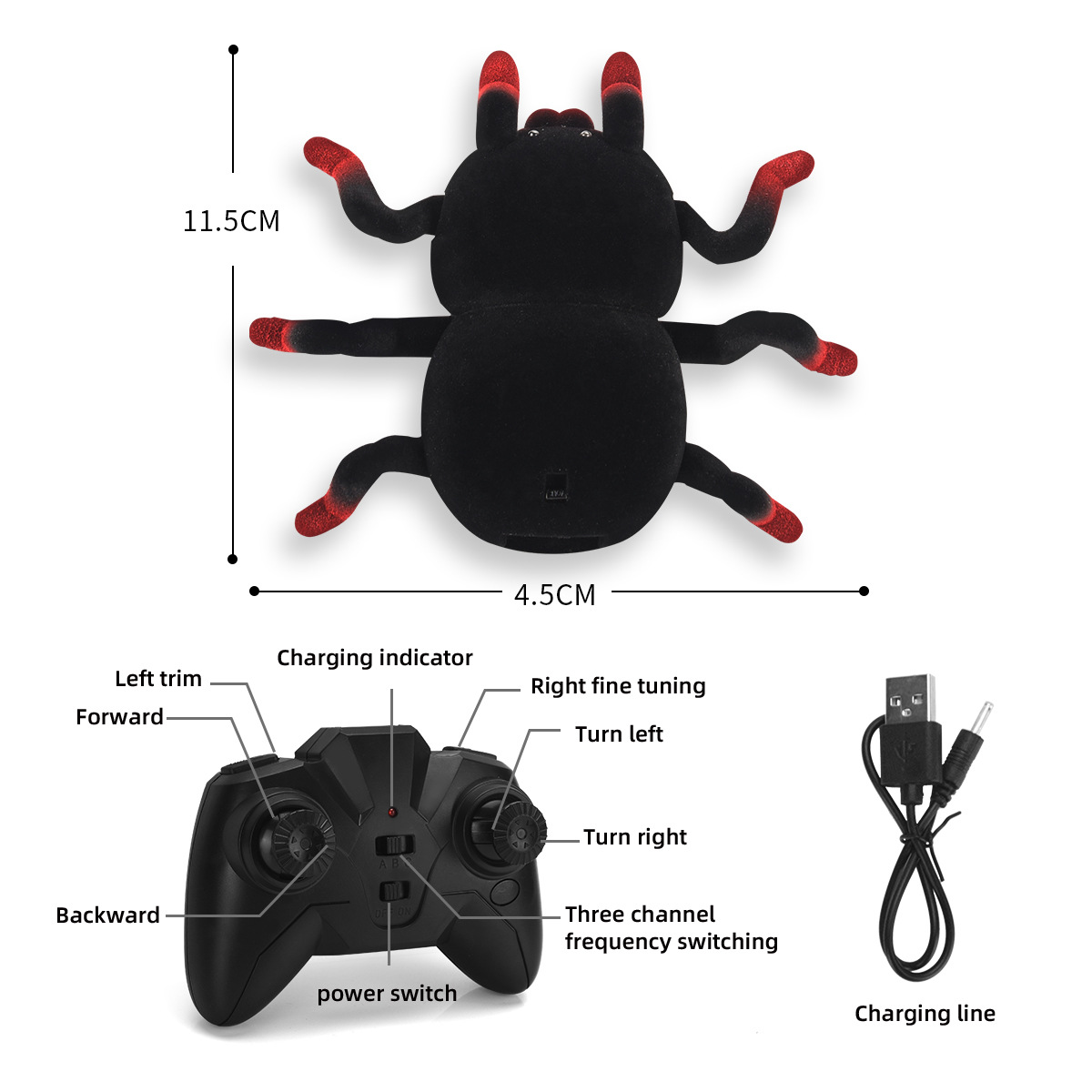 RC Spider Wall Climbing Remote Control Spider Animal Car Toys Scary ...