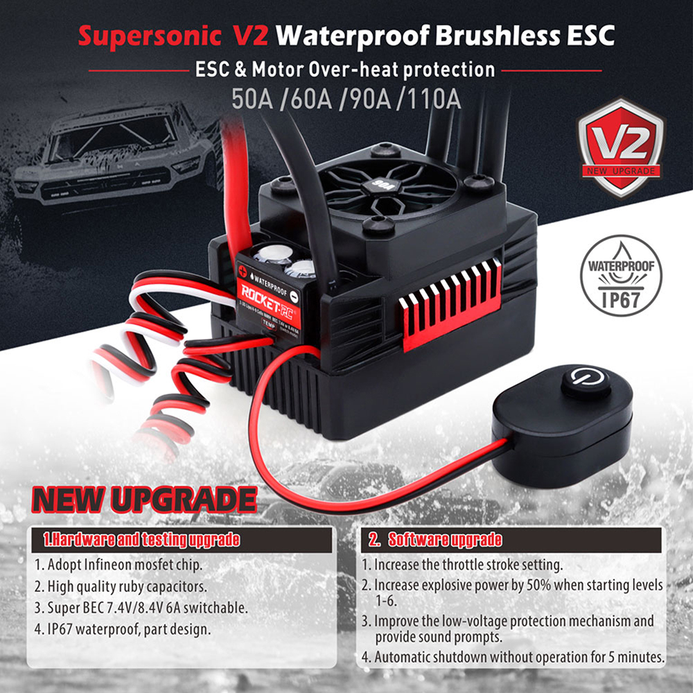 SURPASS HOBBY Rocket-RC 1/10 Brushless Motor And ESC 60A 90A F540 F550 ...