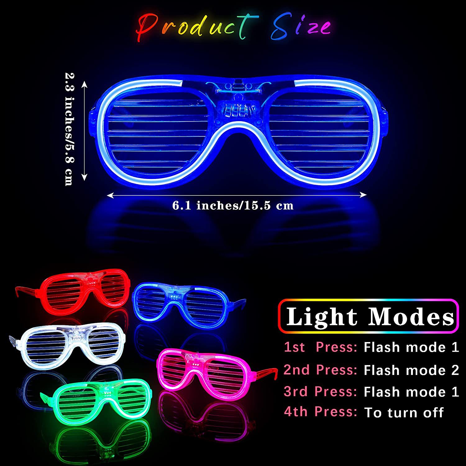 5 Color Party Led Light Flashing Glasses / Glow Glasses Glow in the ...