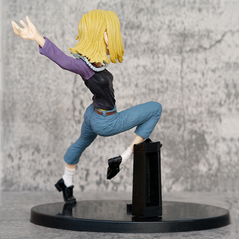 17.5cm Dragon Ball Anime Figure Android 18 Combat Status Statue Action ...