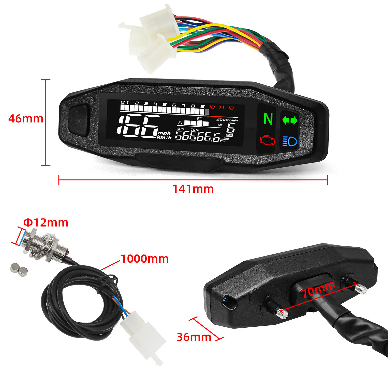 Mini Universal RPM Motorcycle Meter Speedometer Digital Odometer For ...