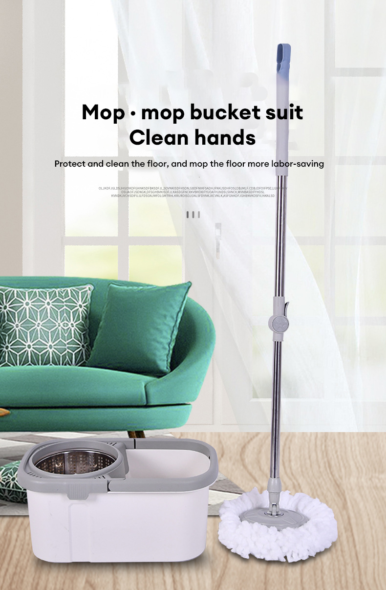 Spin Mop Set SelfWash Mop Lazy Mop Bucket Wet Dry 2 In 1 Squeeze Mop