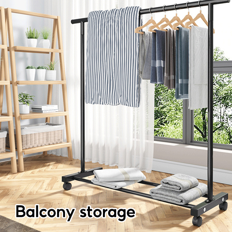 Single Pole Cloth Clothes Rack Strong Steel Structure Laundry Rack With ...