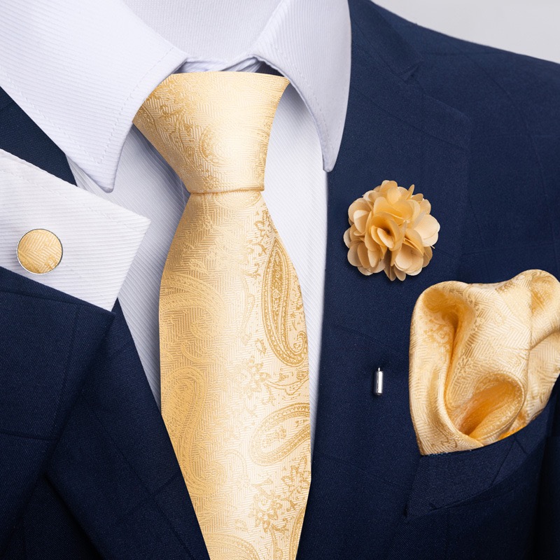 New Style Men's Tie Suit Pocket Square Corsage Suit 8cm Ready Stock