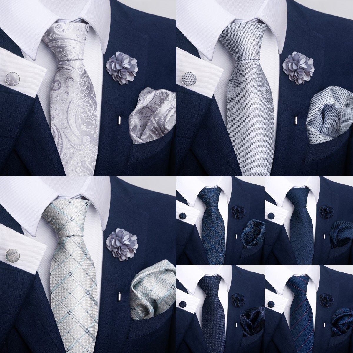 New Style Men's Tie Suit Pocket Square Corsage Suit 8cm Ready Stock
