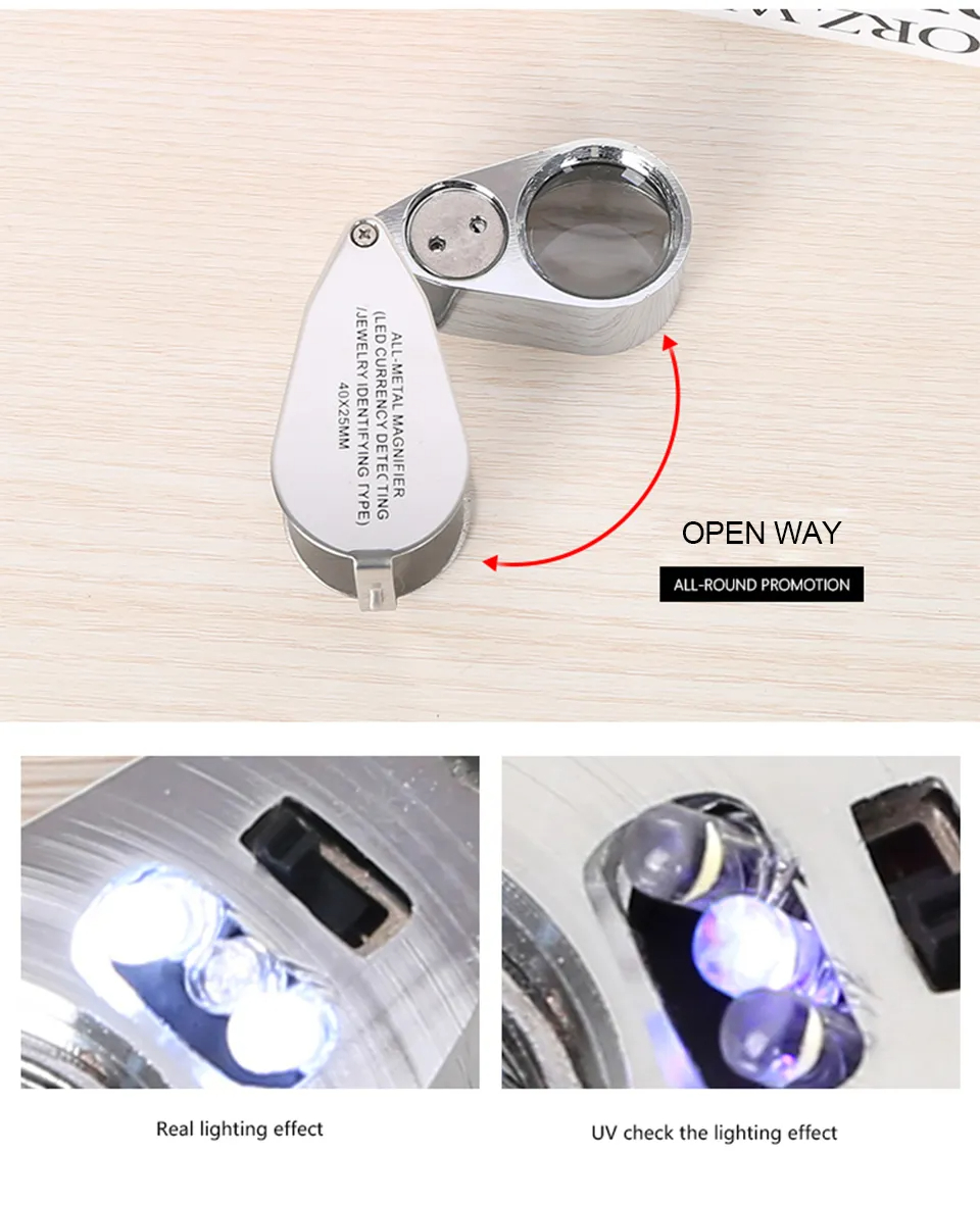 10X-40X Foldable Eye Magnifier Jewllery Loupe Magnifier Portable Metal ...