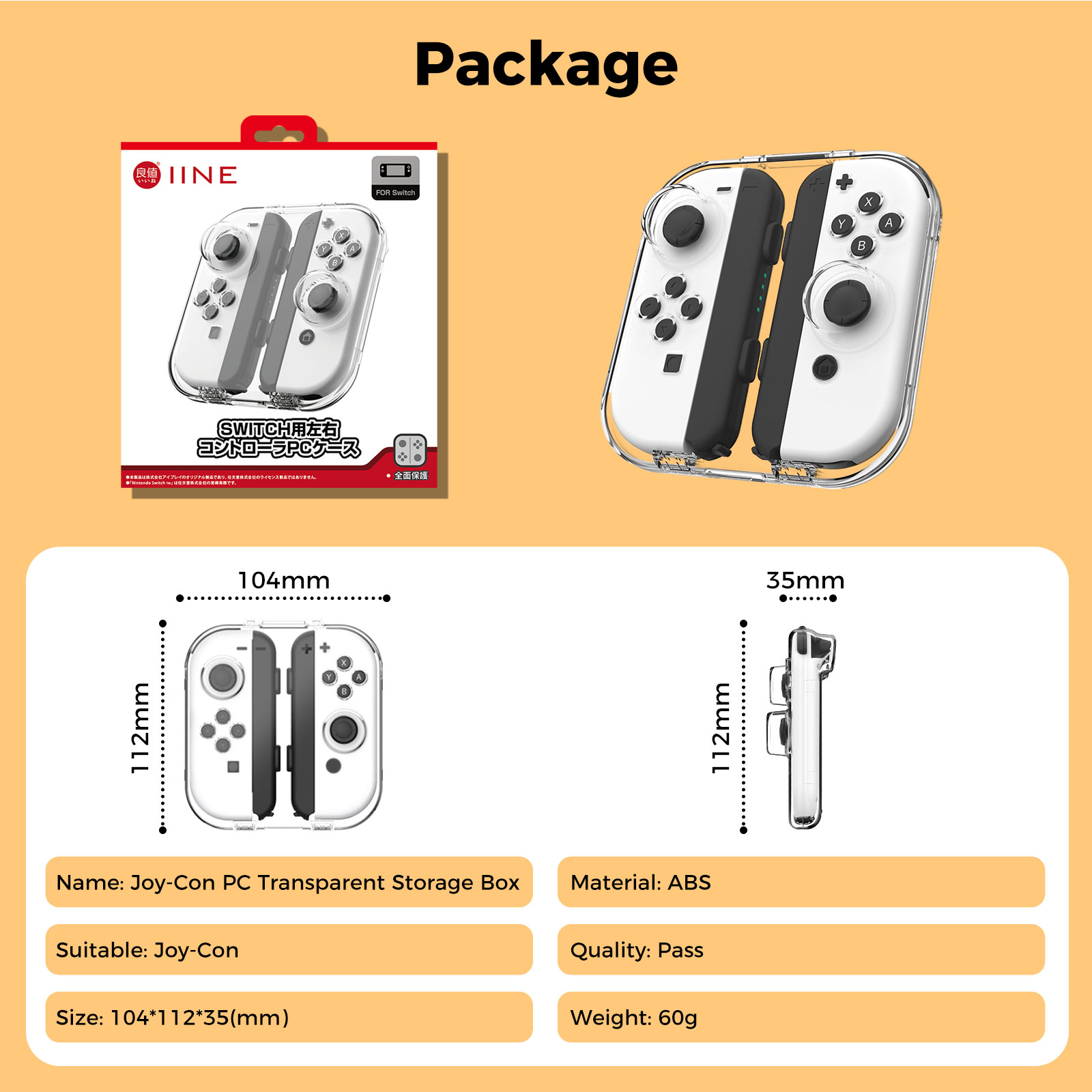 IINE Switch JoyCon PC Transparent Storage Box For Nintendo Switch Joy