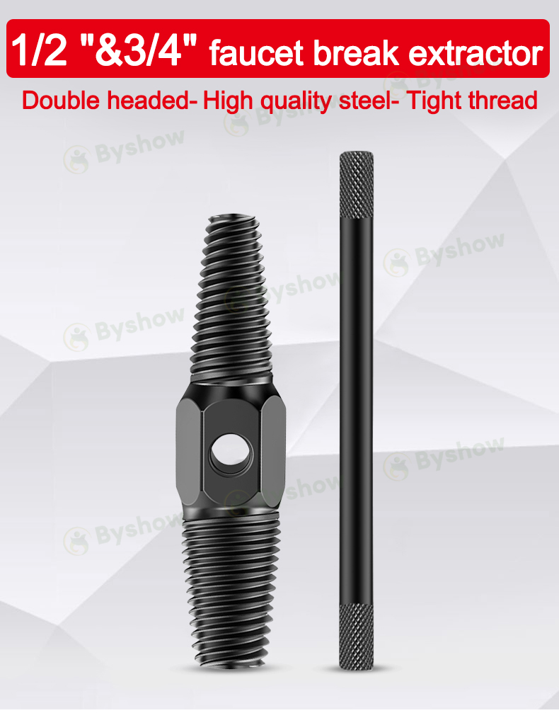 【Byshow】Pipe Screw Extractor 2-Way Thread Puller Set for 1/2" & 3/4 ...