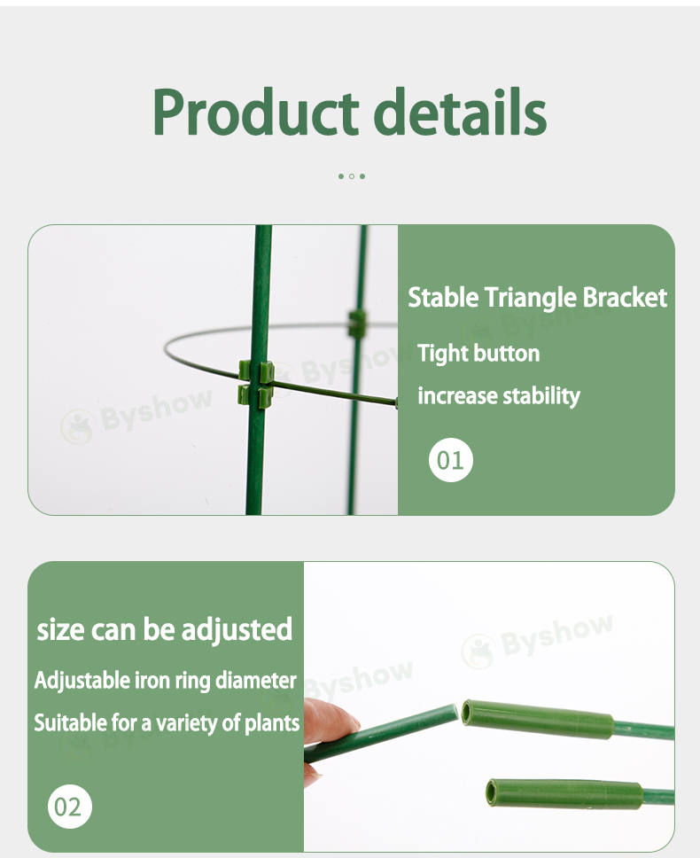 【Byshow】Plant Climbing Support Stick Net Conical Flower Rack Ring ...
