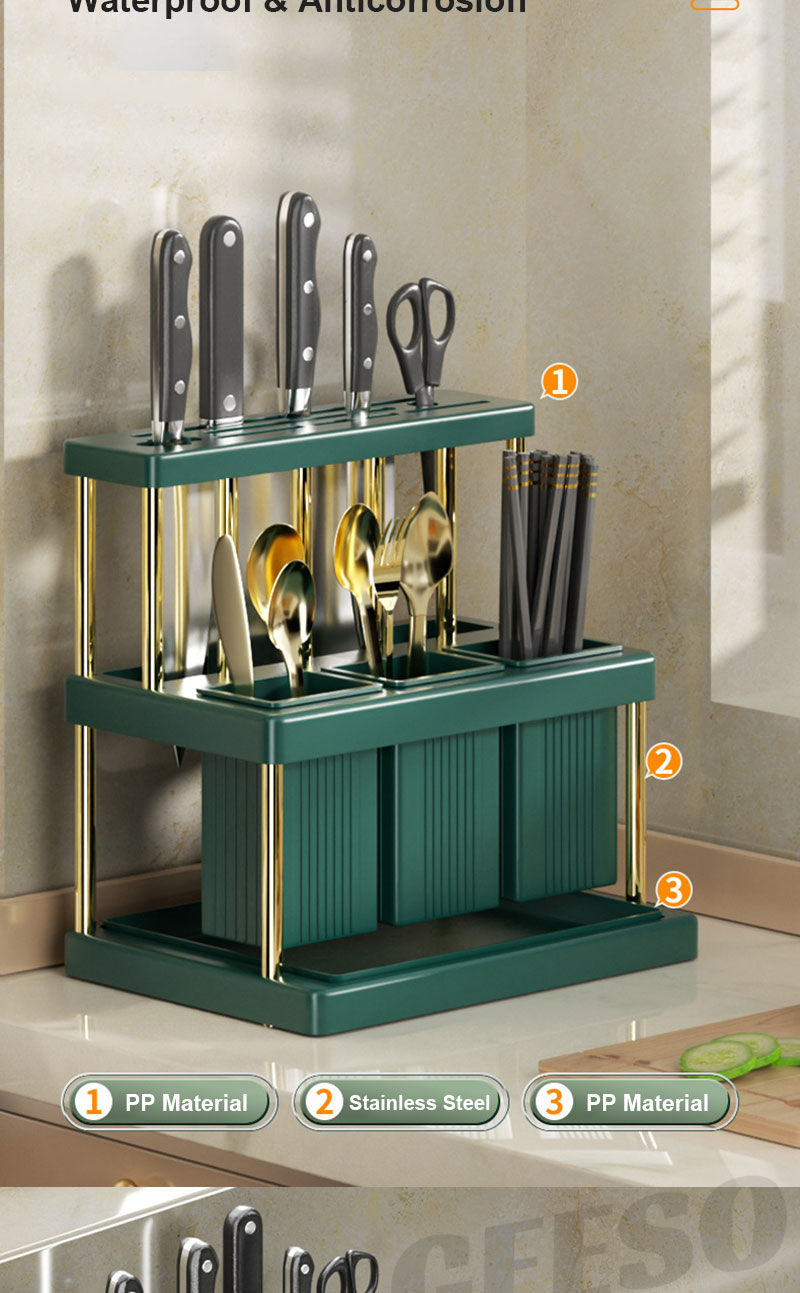 GEESO Kitchen Rack Cutlery Chopstick Drainer Holder Rak Pisau Rak Dapur ...