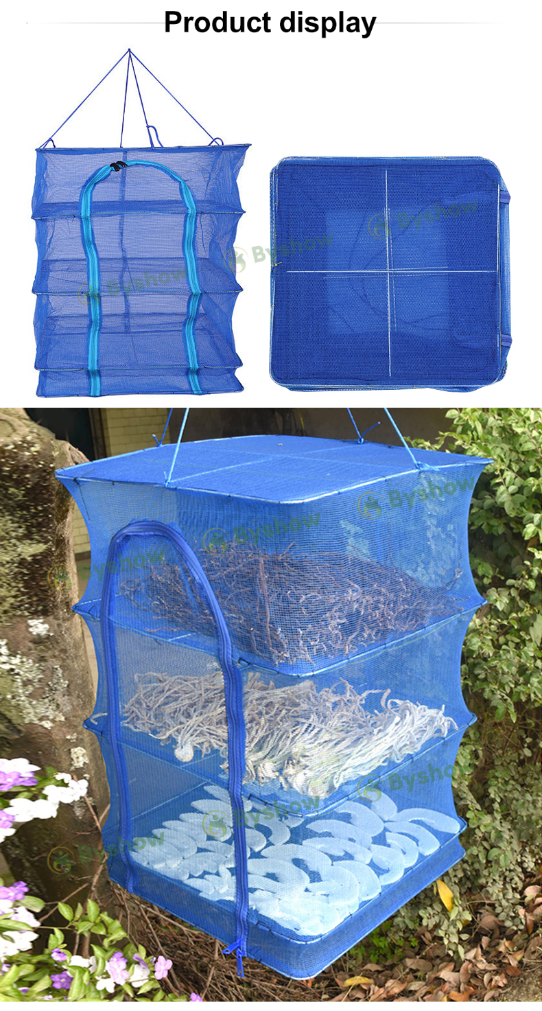 【Byshow】3 Layer drying fish net Foldable Outdoor Fish Drying Rack Fish ...