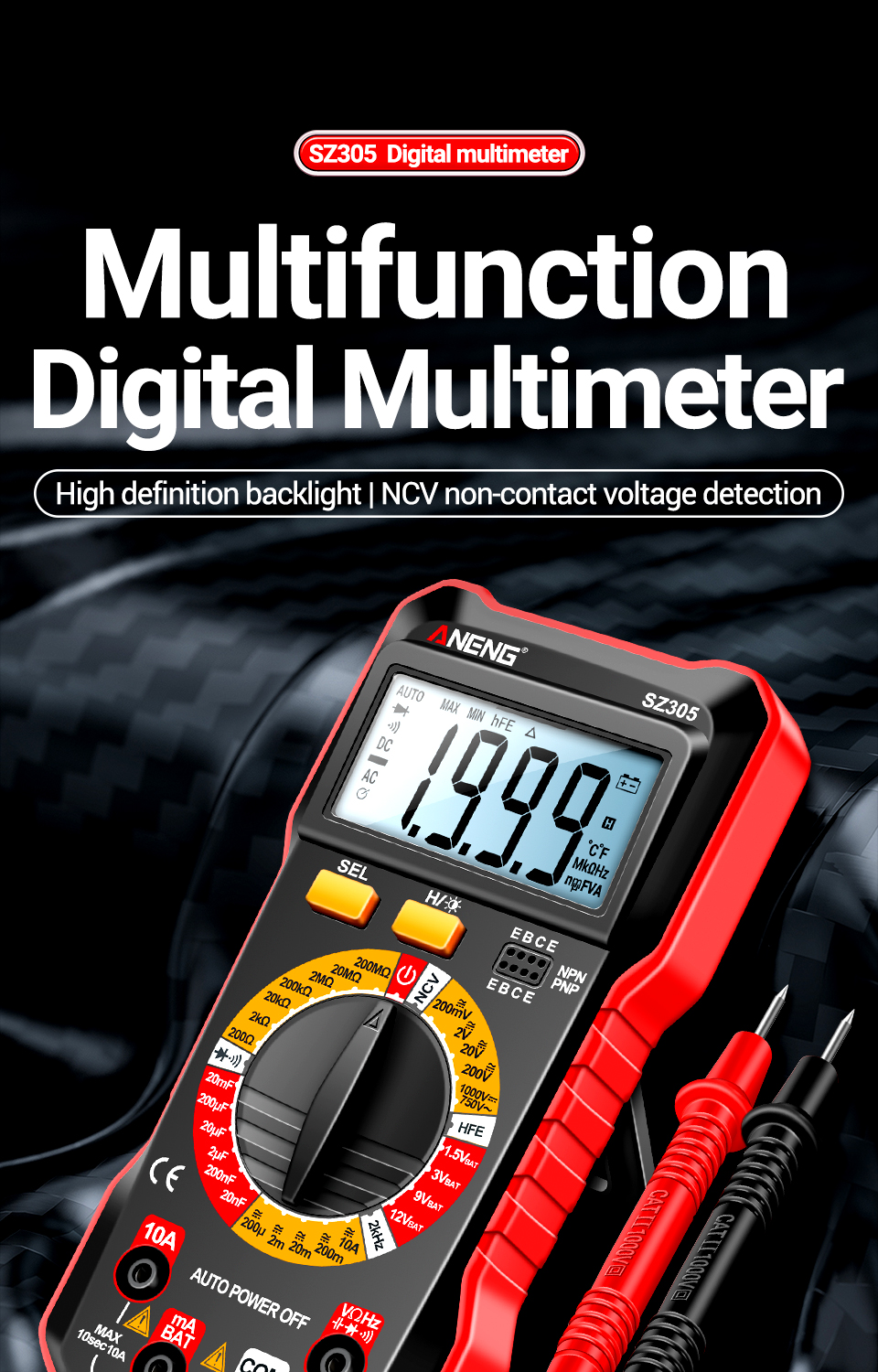 DT9205A AC DC LCD Display Professional Electric Handheld Tester Meter - View #11