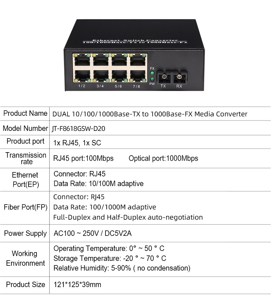 Jt Com Gigabit Media Converter With A Built In Gb Singlemode Duplex Sc Transceiver M