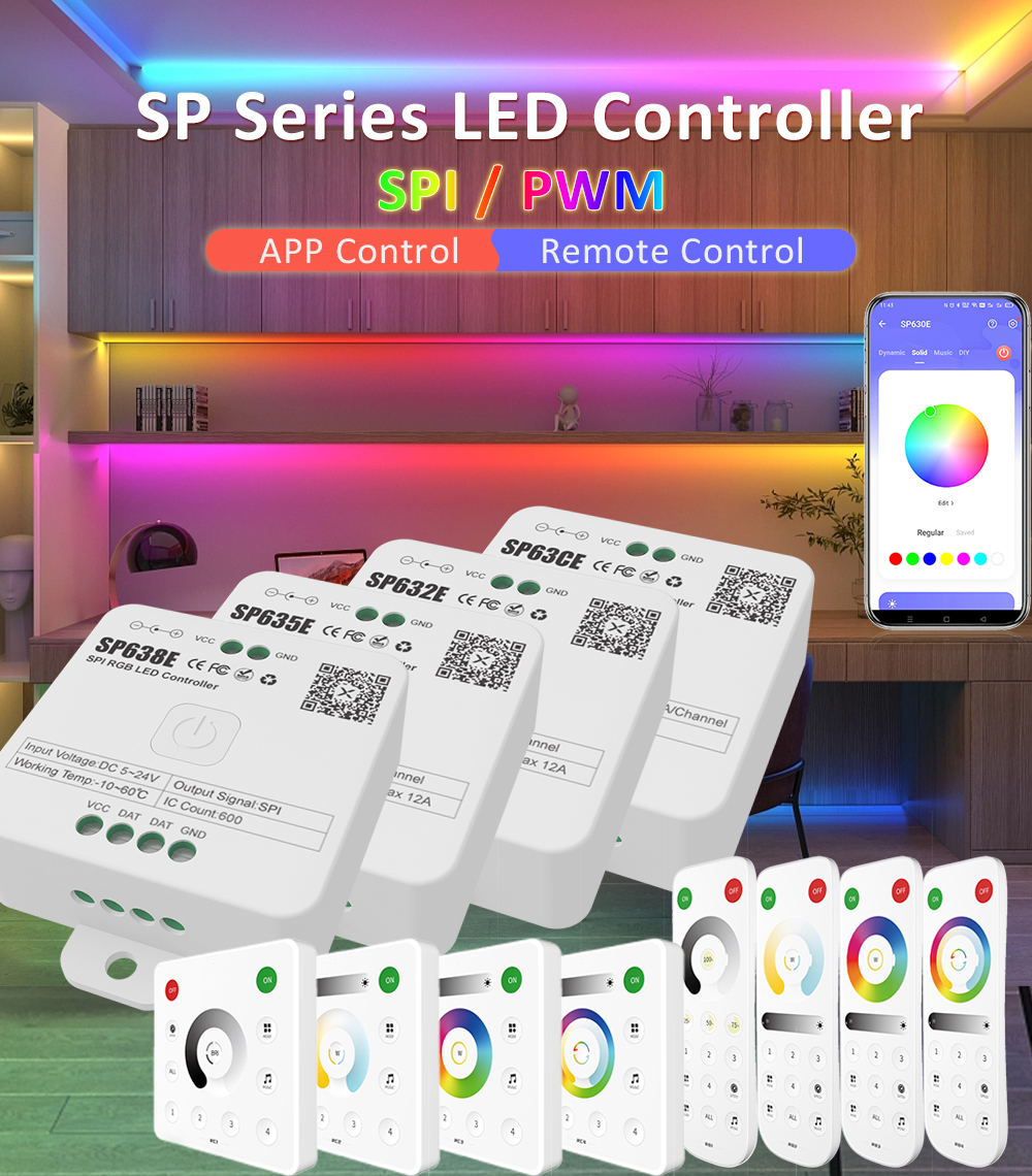 5-24V SPI PWM LED Controller for Pixel WS2811 WS2812B COB 5050 CCT RGB ...