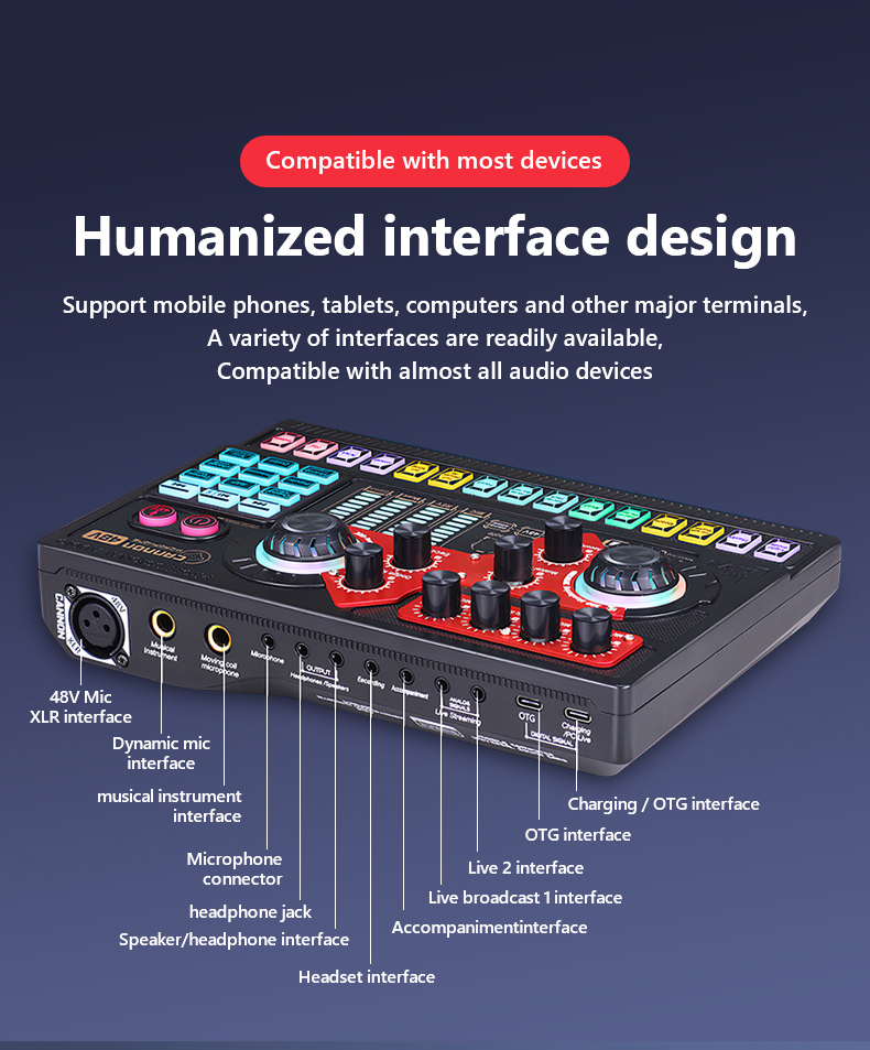 X5 Sound Card Set with 25mm Large Diaphragm Microphone Professional