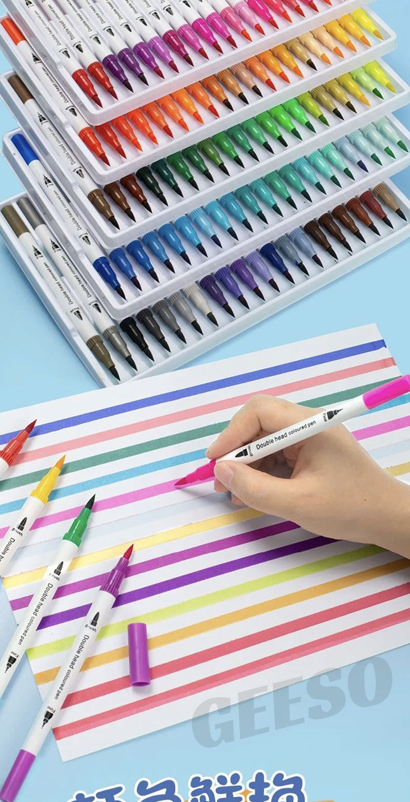 GEESO 12/24/36/48/60/80/100 Colours Watercolor Brush Pen Colors Dual ...