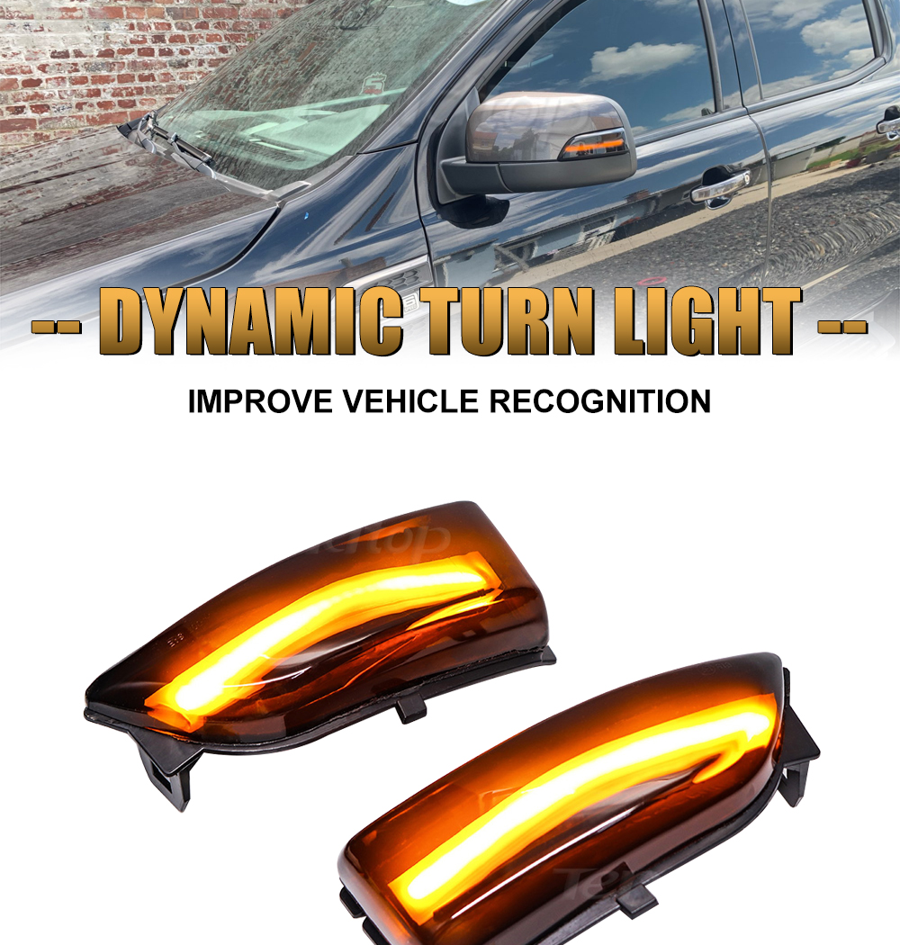 2PCS LED Dynamic Turn Signal Light Side for Ford Ranger T6 2012-2019 ...