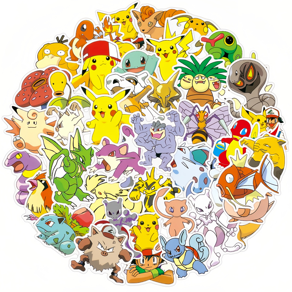 50pcs Cute Anime Stickers Pokemon Stickers Pikachu Sticker Waterproof ...