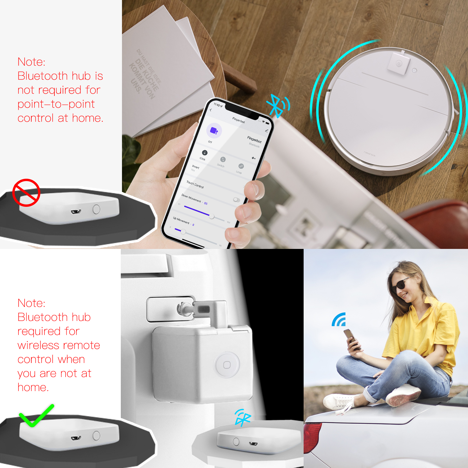 Asyduey Bluetooth Finger Roboter | Smart Life APP Steuerung | Drahtloser Schalter Knopfdrücker