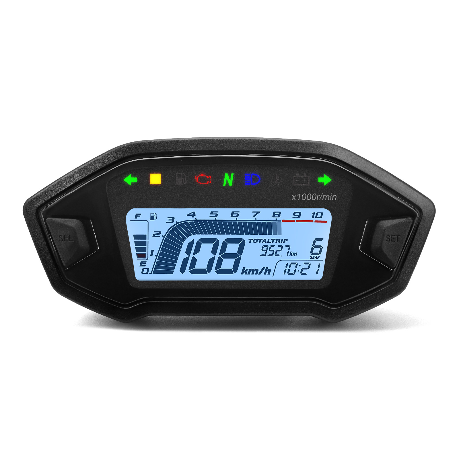 Universal Motorcycle Speedometer Gauge 7 Colors Backlight Motorcycle