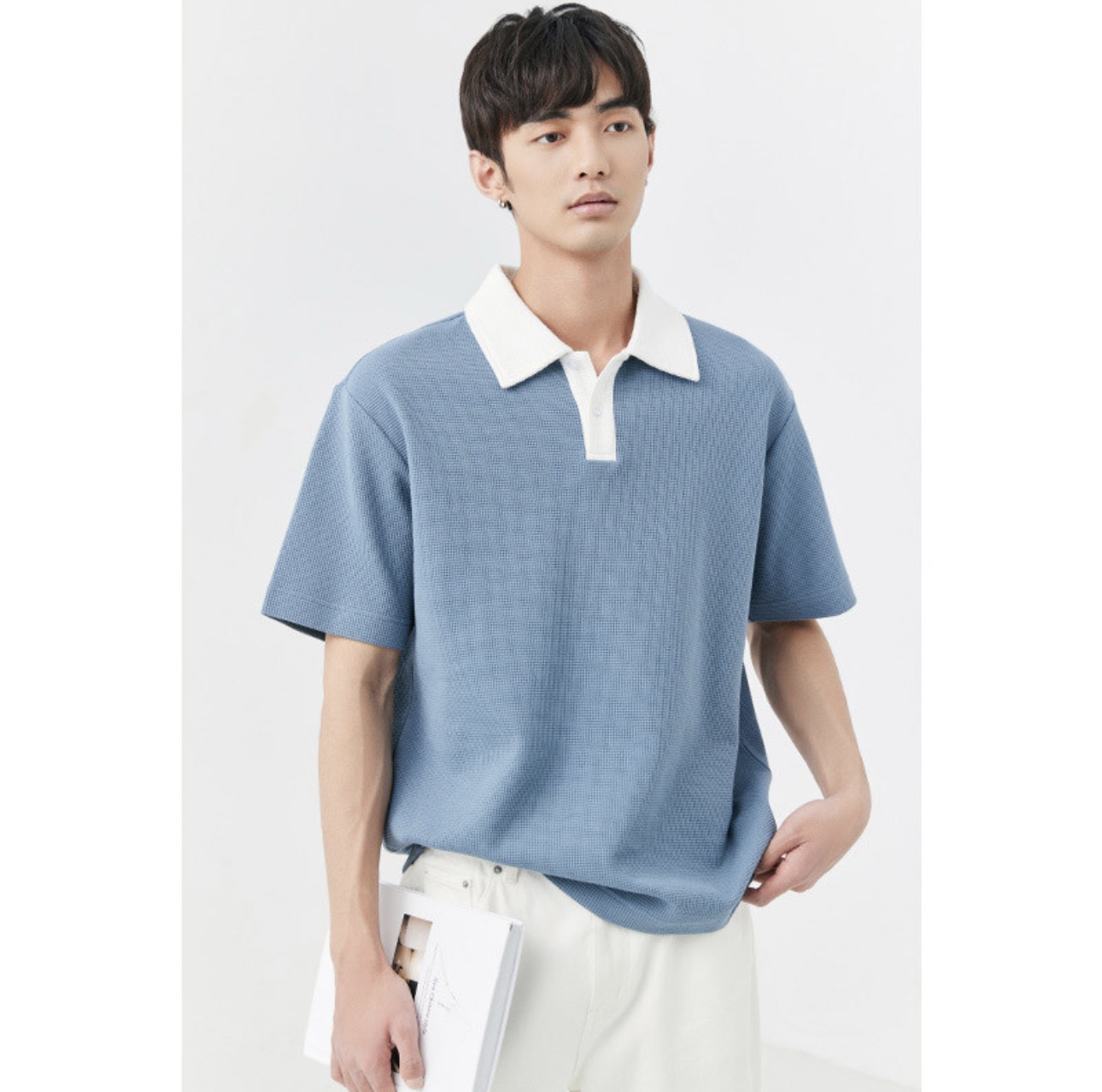 【READY STOCK】ProMan Korean Style Polo shirt Short Sleeve Waffle Fashion ...