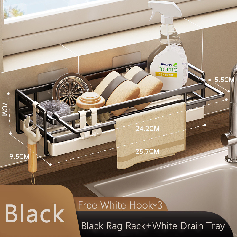 PIGPIGFLY Stainless Steel Spice Rack With 4 Hooks - Wall Mounted Kitchen Organizer, 20cm