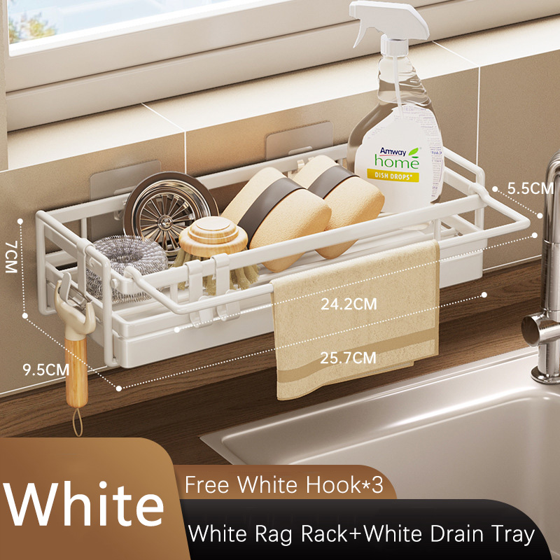 Dishcloth Drying Rack Detergent Sponge Holder Wall-Mounted Kitchen ...