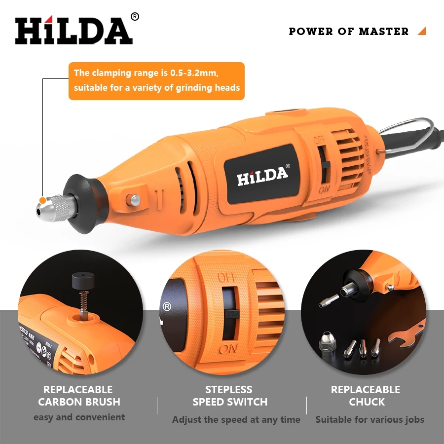 HILDA Electric Grinder Engraver Pen Mini Drill Variable Speed Rotary ...