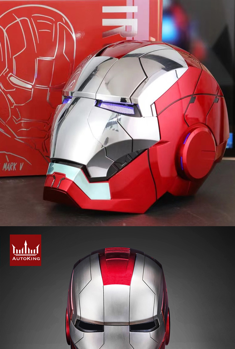 Sporte Iron Man MK5 - Casco con controllo vocale Jarvis, maschera integrale 1:1 elettrica con base a sette colori, maschera Iron Man per giochi di ruolo