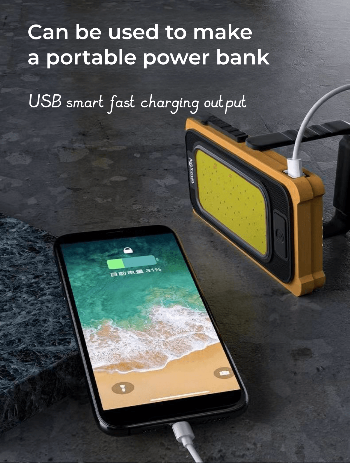 WARSUN Y40 Led Work Light 1500 Lumens Rechargeable Flashlight for ...