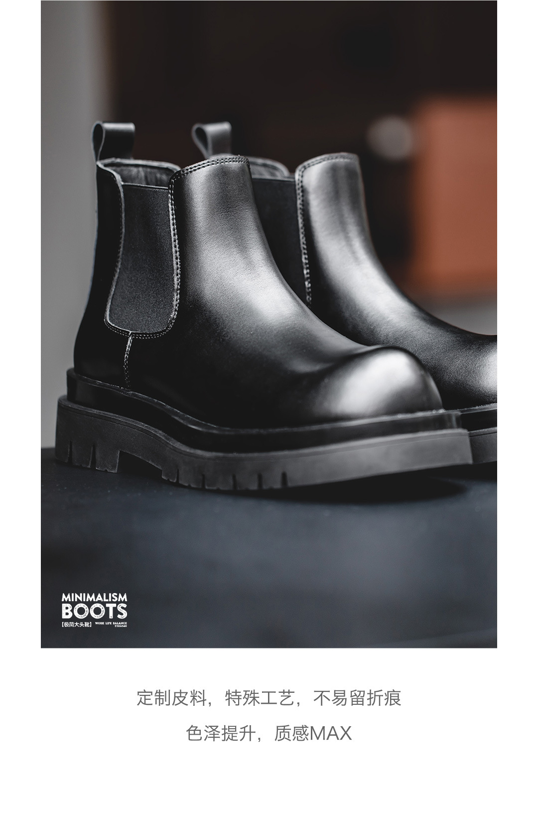 Martin Boots Men's Real Cowhide Mid-cut Boots Men's Casual Shoes Business Shoes Men's Boots Black Shoes Plush Shoes