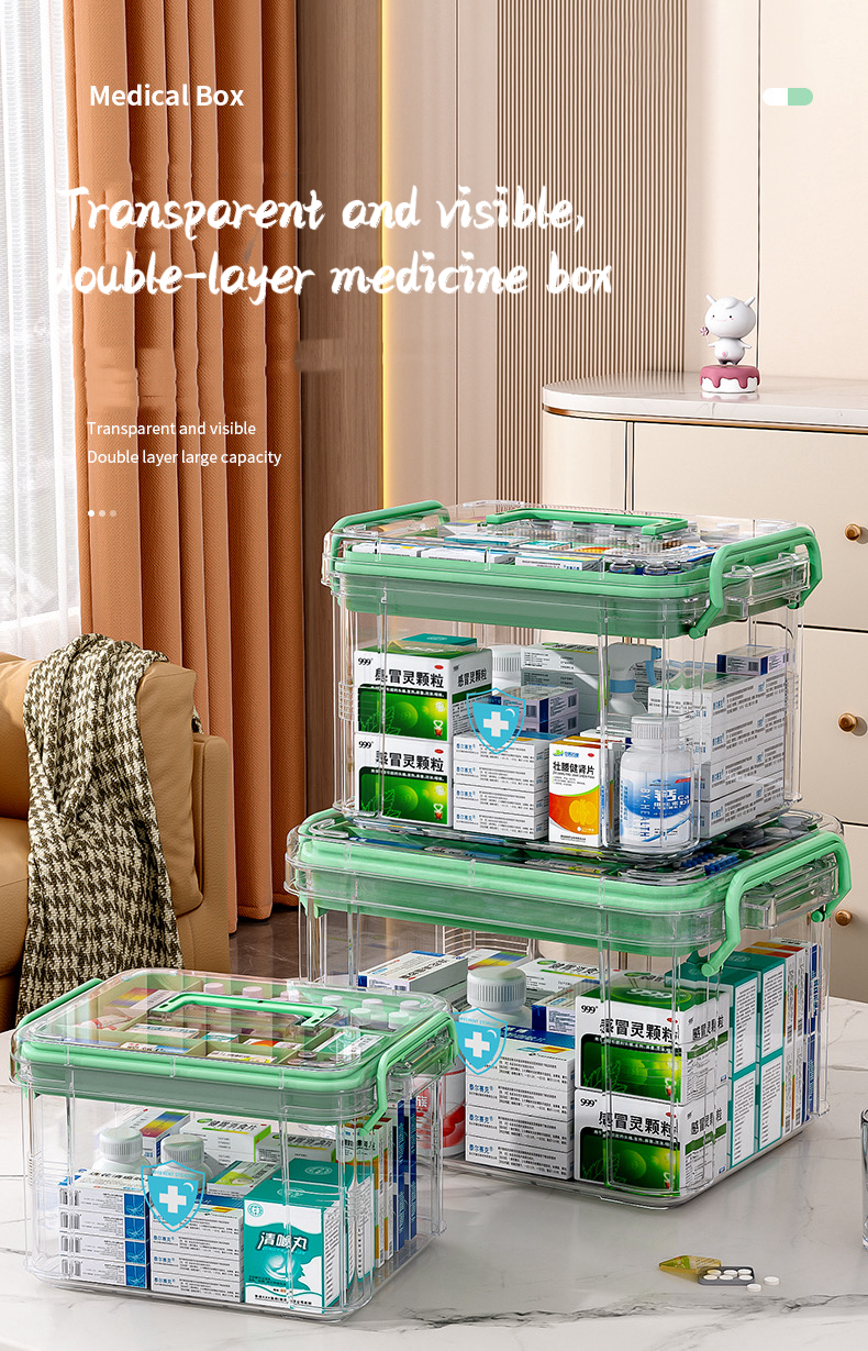 Transparent Visible First Aid Box Multifunctional Household Double ...