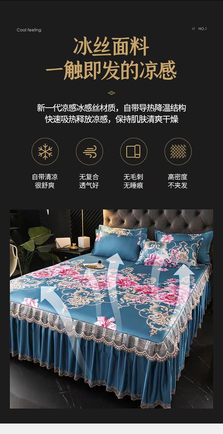 Summer Ice Silk 3 In1 Set Cadar Bedsheet Ropol Single/Queen /King Size ...