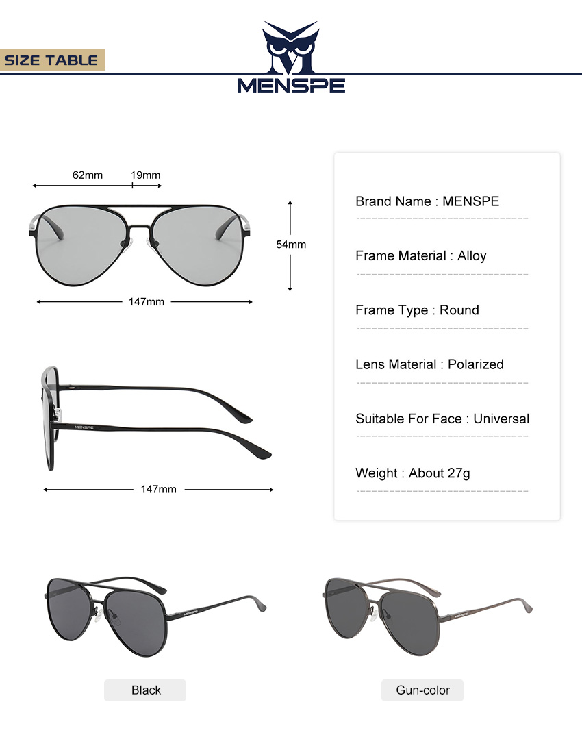 Menspe UV400 Photochromic Polarized Sunglasses UV Protection Anti ...