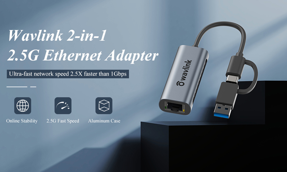 Wavlink 2500Mbps Ethernet Adapter USB 2.5G Adapter Hybrid 2 in 1 ...