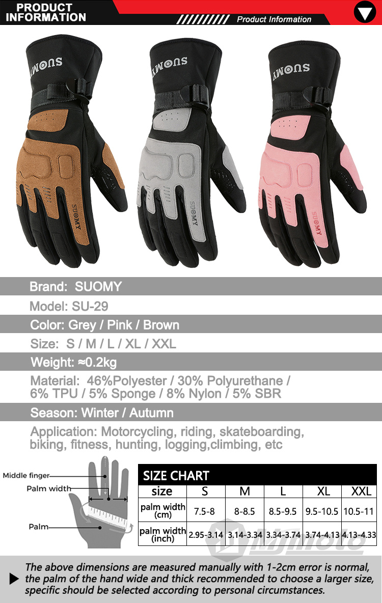 High Sales SUOMY SU-17 Motorcycle Racing Glove Winter Windproof Warm - Foto 8