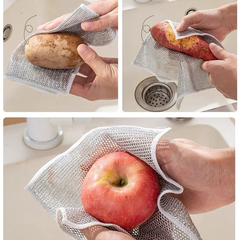 Rust Removal Cleaning Cloth Kitchen Magic Dishwashing Towel Metal Steel ...