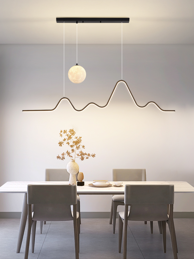 Minimalist Table Dining Lamp Creative Long Strip LED Pendant Light ...