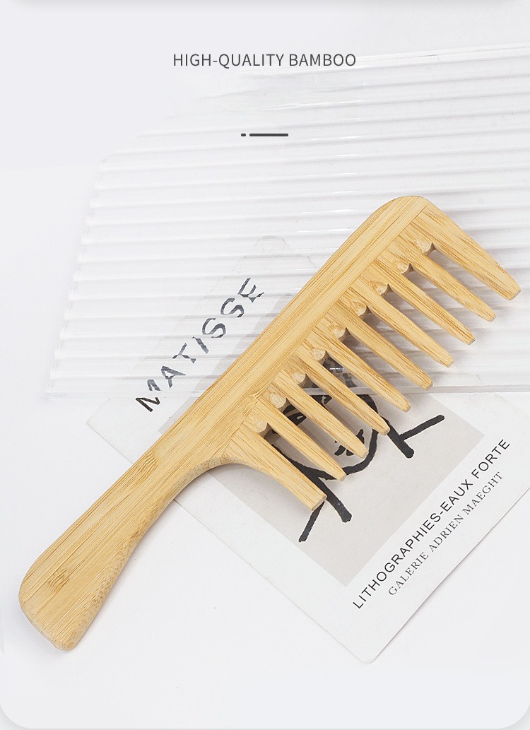 Men's Oily Head Bamboo Wood Insertion Comb 37/4 Dense Teeth Pointed ...