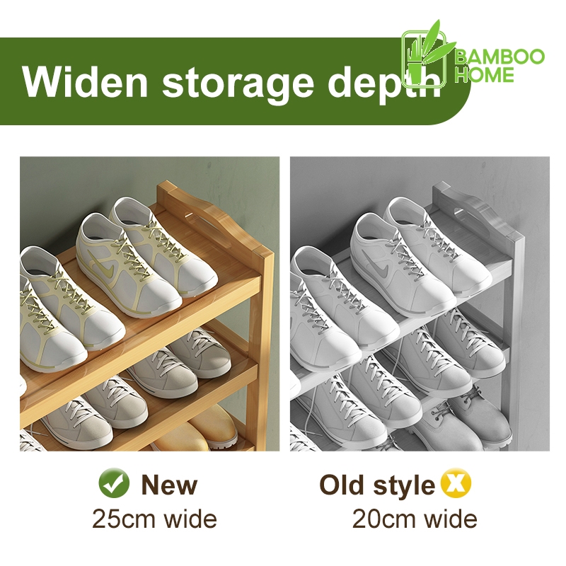 Bamboo Shoe Rack 2-7Layers 50-100CM Over 40+Pairs Shoes Storage Rak ...