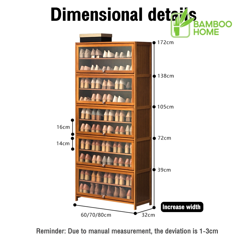 Bamboo Shoe Cabinet With Transparent Cover Acrylic Modern Shoe Rack ...