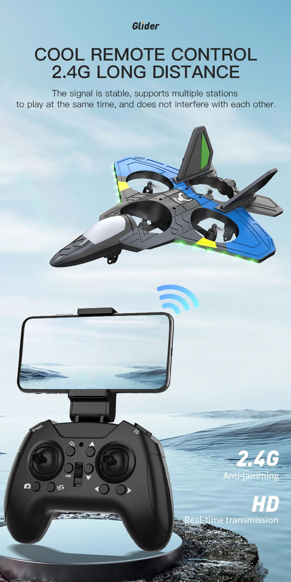RC Aircraft Fighter Plane with HD Camera Fighter 2.4G 4CH 6 Axis ...