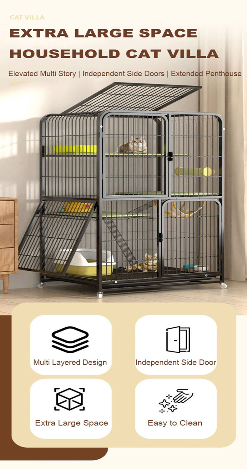 4 layer Cat Villa Large Cat Cages For Indoor Outdoor Steel sangkar ...