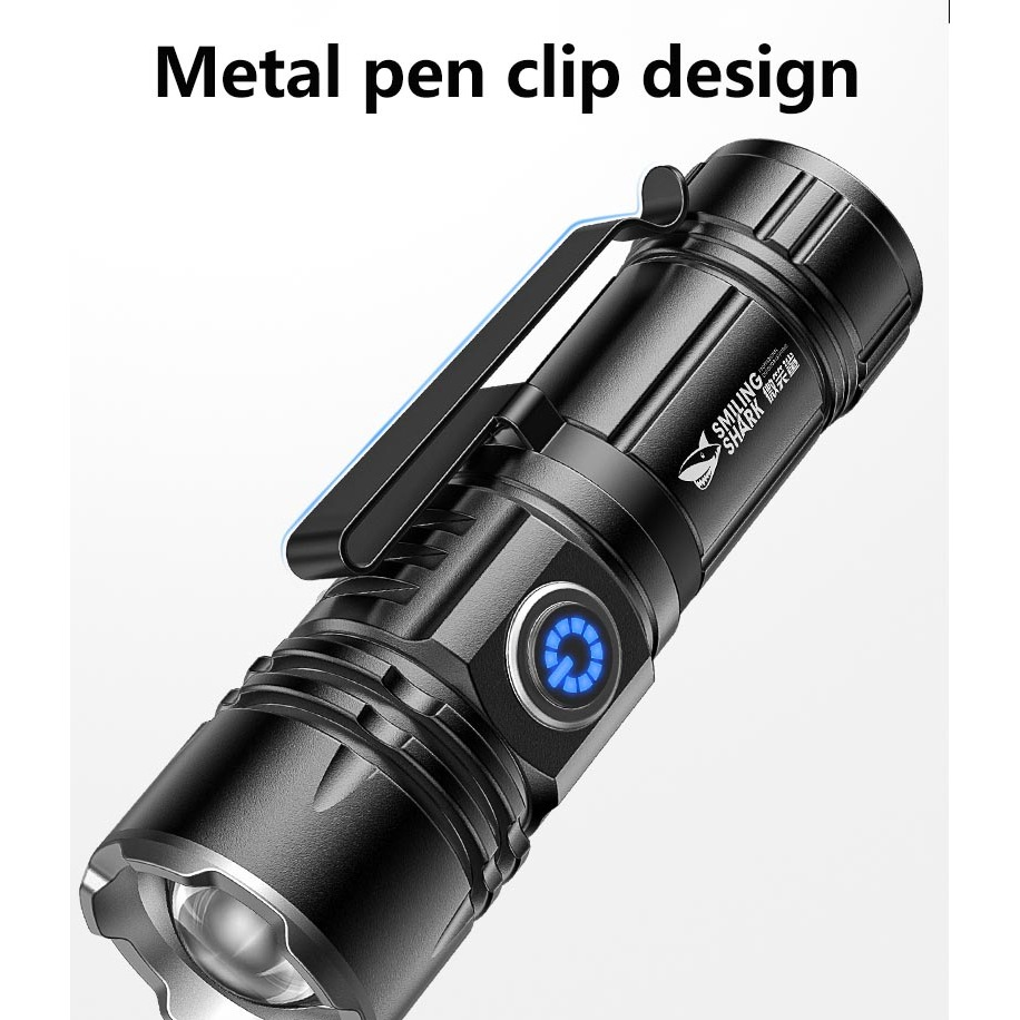 【6000LM】SMILING SHARK SD5031 Pocket Mini Torch Light Super Bright M60 ...
