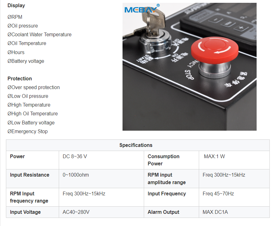 MEBAY Bx50h Generator Controller - Self-Starting Module Control Screen ...