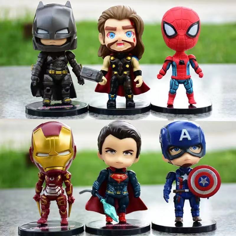 6Pcs/Set High Quality 10cm Anime The Avengers Figure Iron Man Captain ...