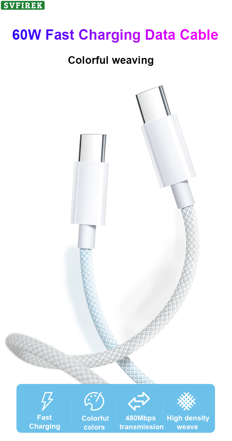 60W PD Charging Cable Fast Charging Data Cable USB C Quick Charging ...