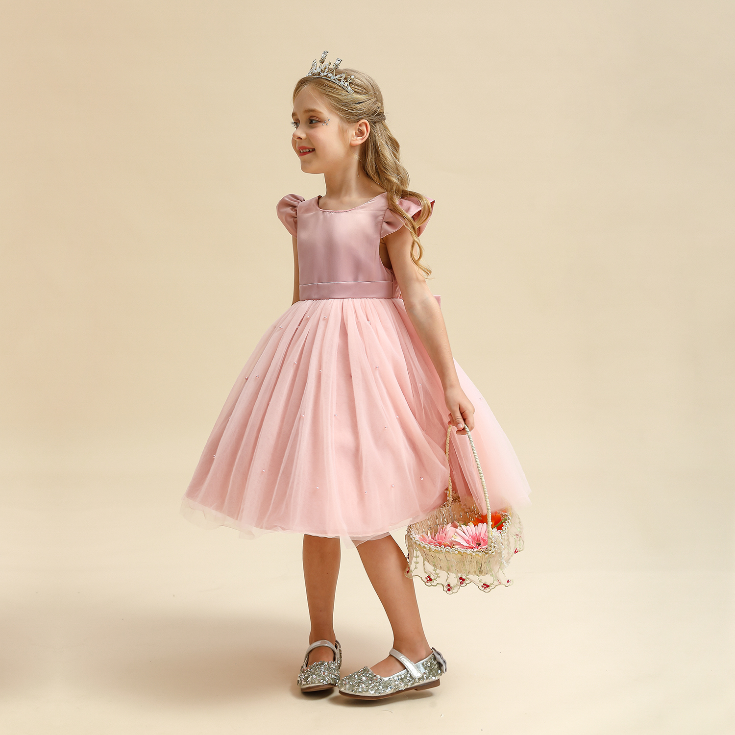 Baby Girl Princess Dress Toddler Bow Red Party Dress